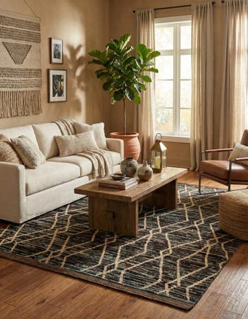 6' 2 x 7' 11 Hand Knotted Moroccan Wool Rug