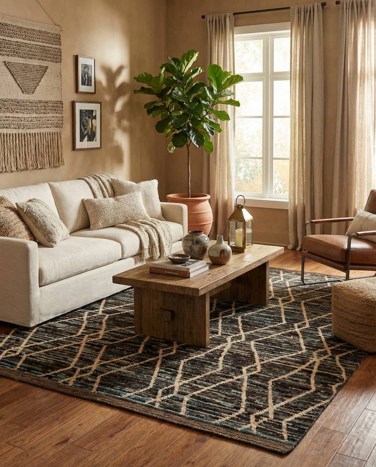 Detail image of 6' 2 x 7' 11 Hand Knotted Moroccan Wool Rug