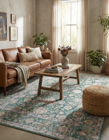 Emerald Green Washable Yara Rug