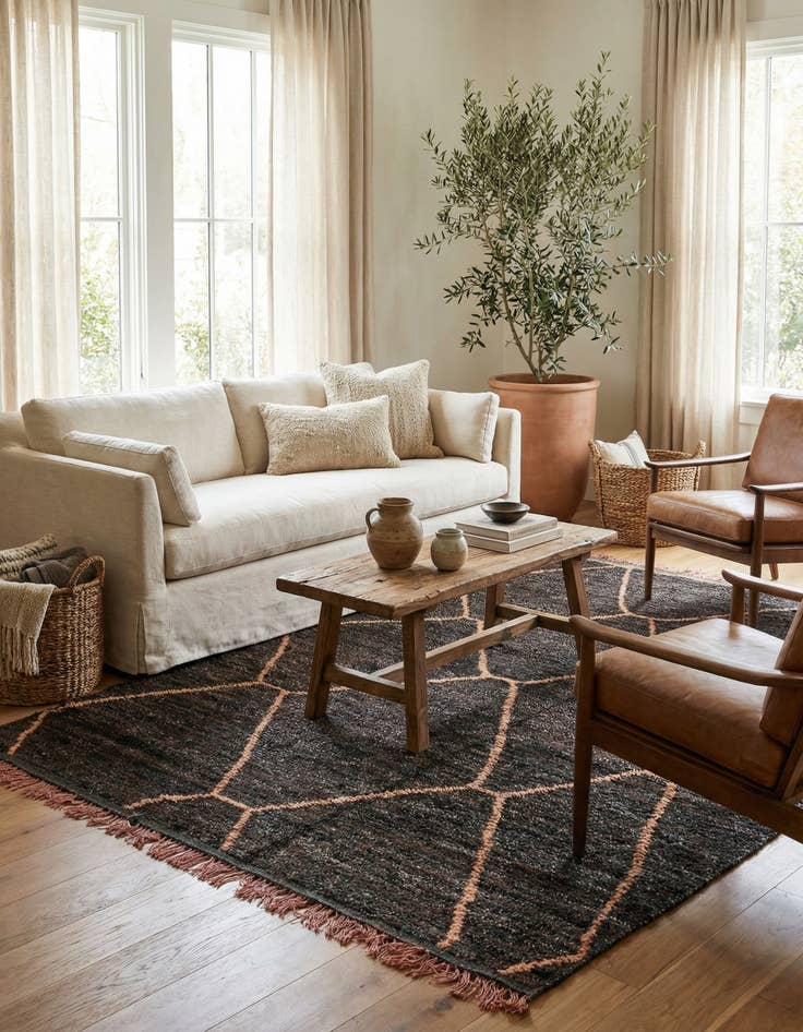 Detail image of 6' 4 x 9' 2  Hand Knotted Moroccan Wool Rug