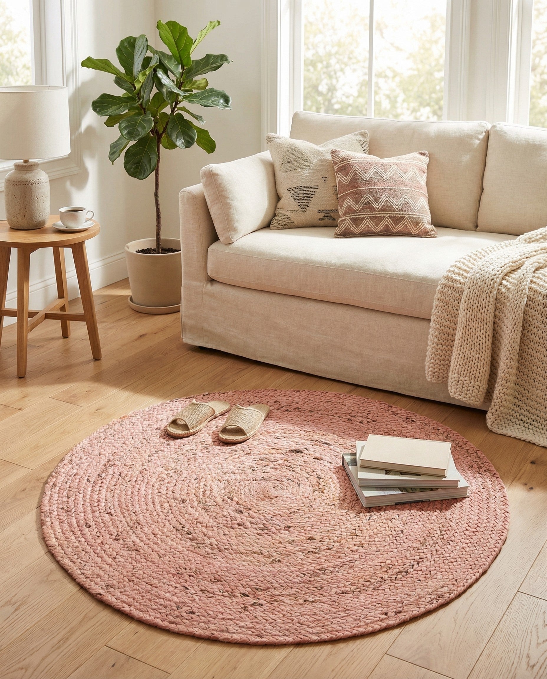 3' x 3'  Hand Braided Jute Round Rug