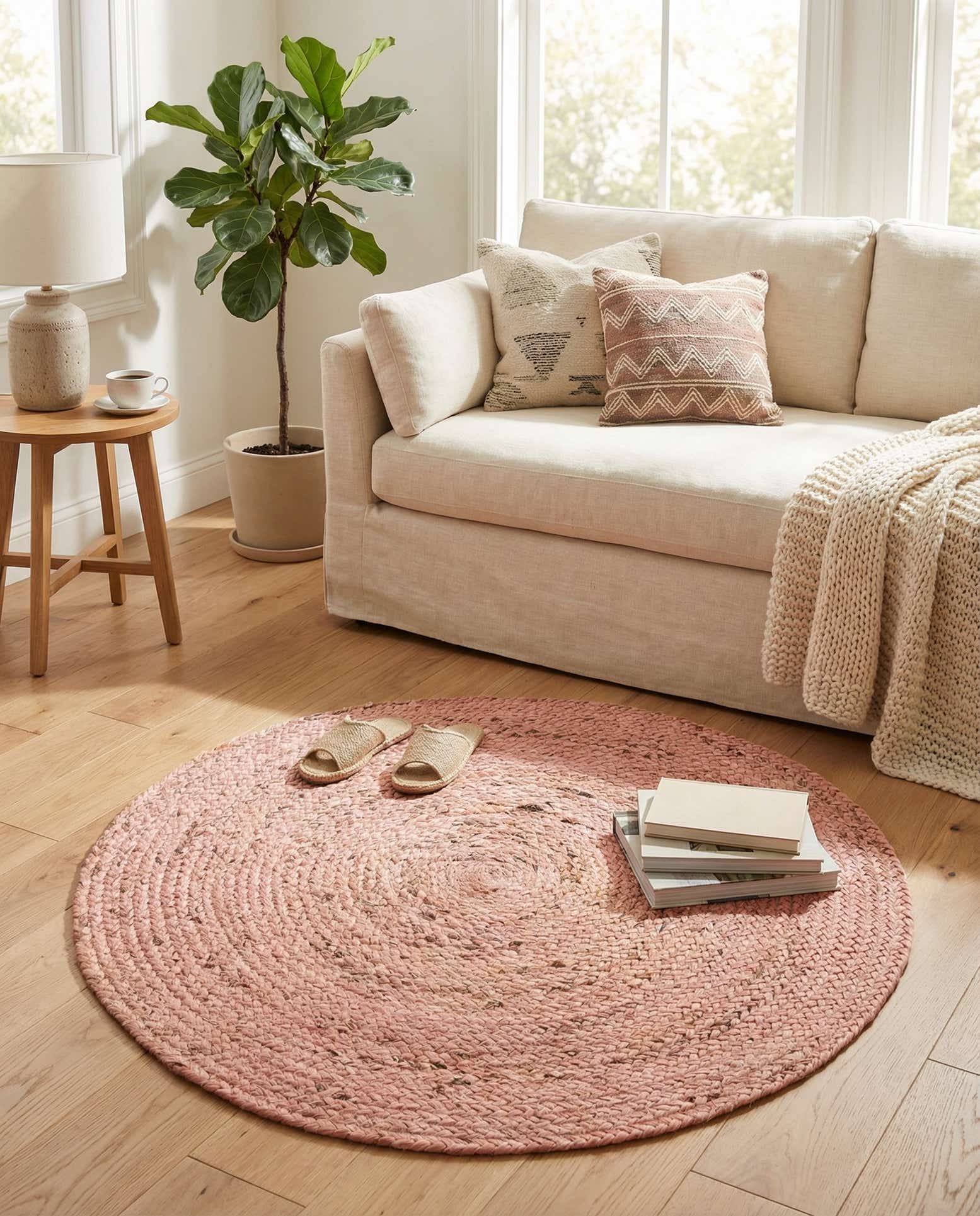 3' x 3' Handmade Braided Jute Round Rug