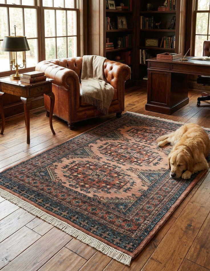 Detail image of  4' 4 x 5' 11  Hand Knotted Bokhara Oriental Wool Rug