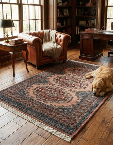 4' 4 x 5' 11 Hand Knotted Bokhara Oriental Wool Rug