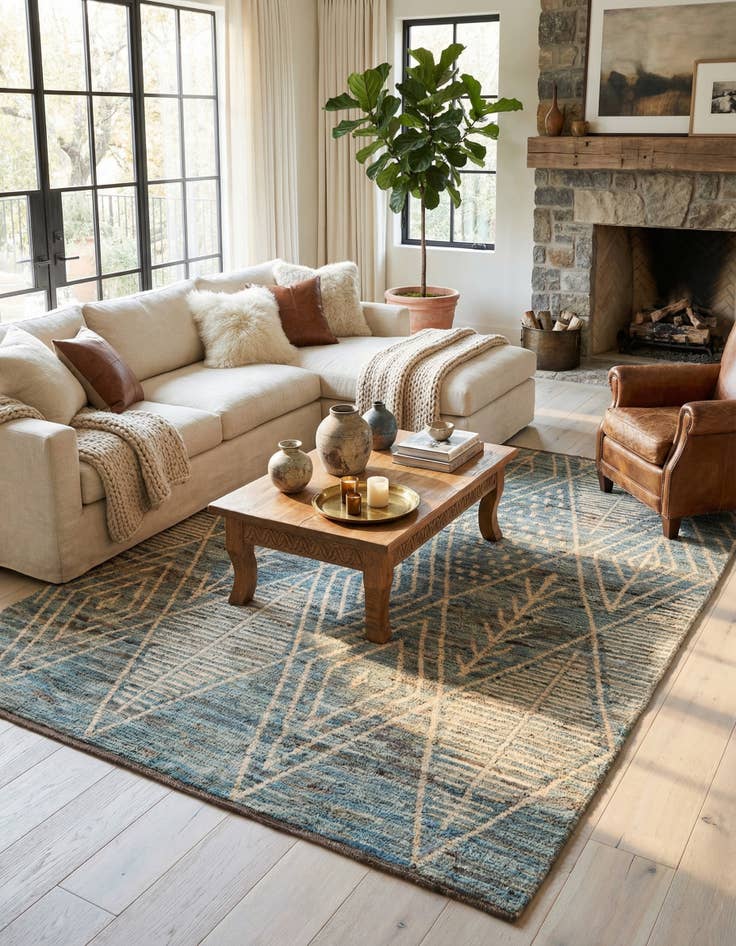 Detail image of  6' x 7' 10  Hand Knotted Moroccan Wool Rug