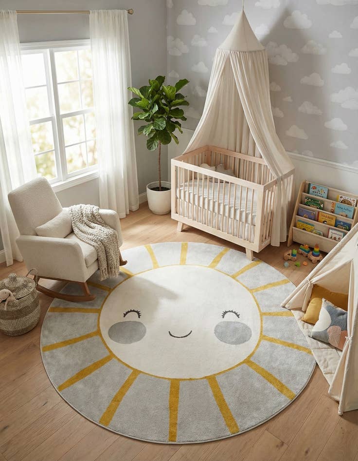 Detail image of 10' x 10' Sun Whimsy Kids Round Rug