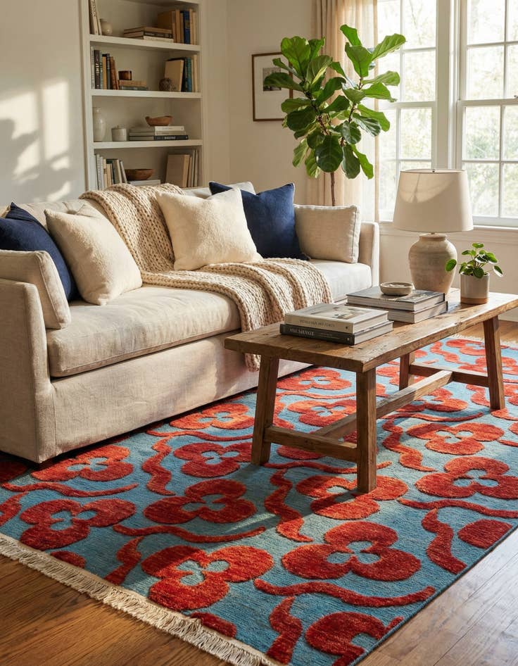 Detail image of 4' 2 x 6' 4  Hand Knotted Darya Wool Rug