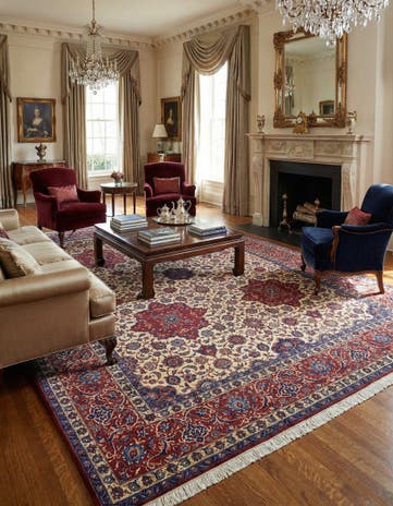 9' 6 x 13' Hand Knotted Isfahan Persian Wool Rug