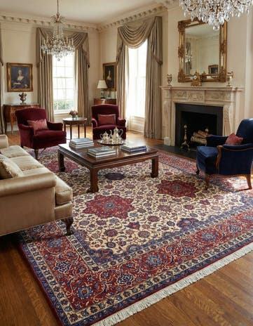 9' 6 x 13' Hand Knotted Isfahan Persian Wool Rug