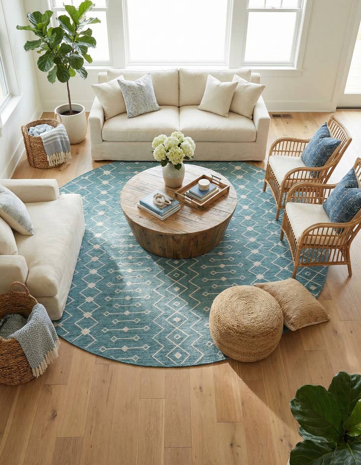 Detail image of 10' 8 x 10' 8 Easy-Clean Trellis Indoor / Outdoor Round Rug