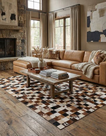 5' x 8' Cowhide Leather Rug