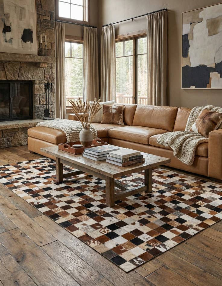 Detail image of  5' x 8' Cowhide Leather Rug