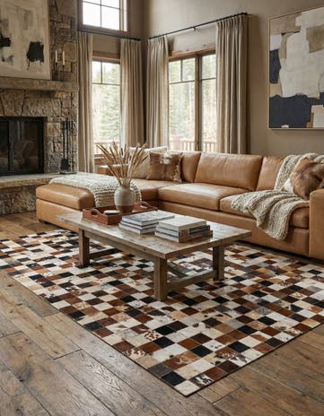 5' x 8' Cowhide Leather Rug
