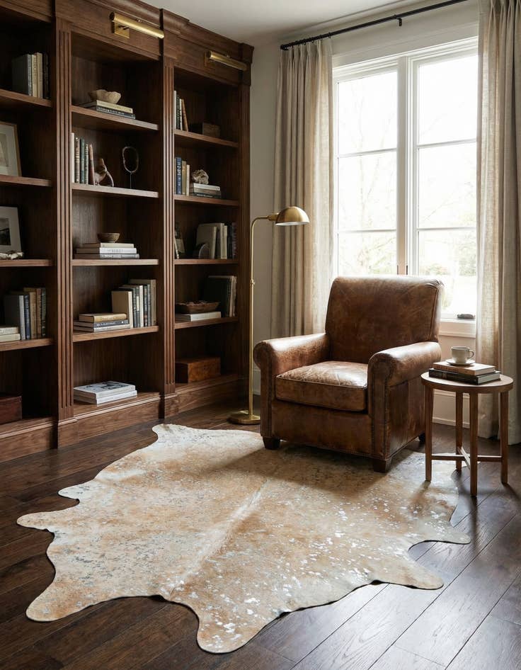 Detail image of  6' 4 x 7' 6 Cowhide Leather Freeform Rug