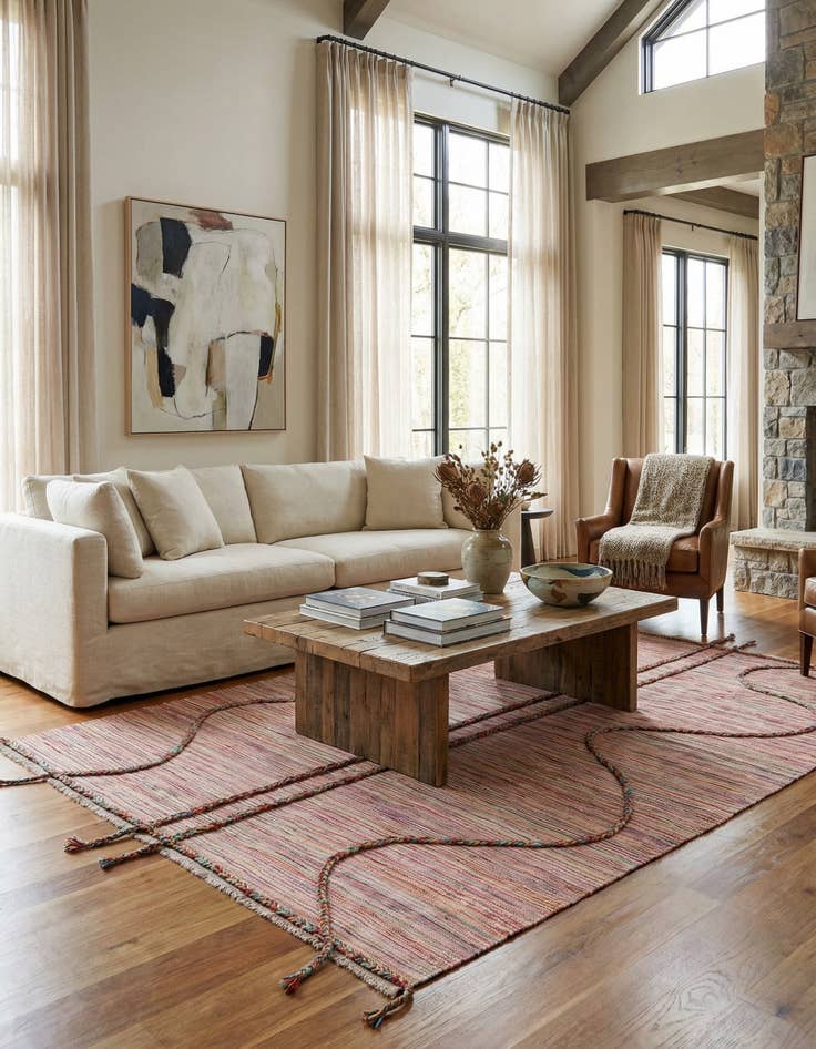 Detail image of 5' 2 x 8' 1  Hand Woven Kilim Modern Wool Rug