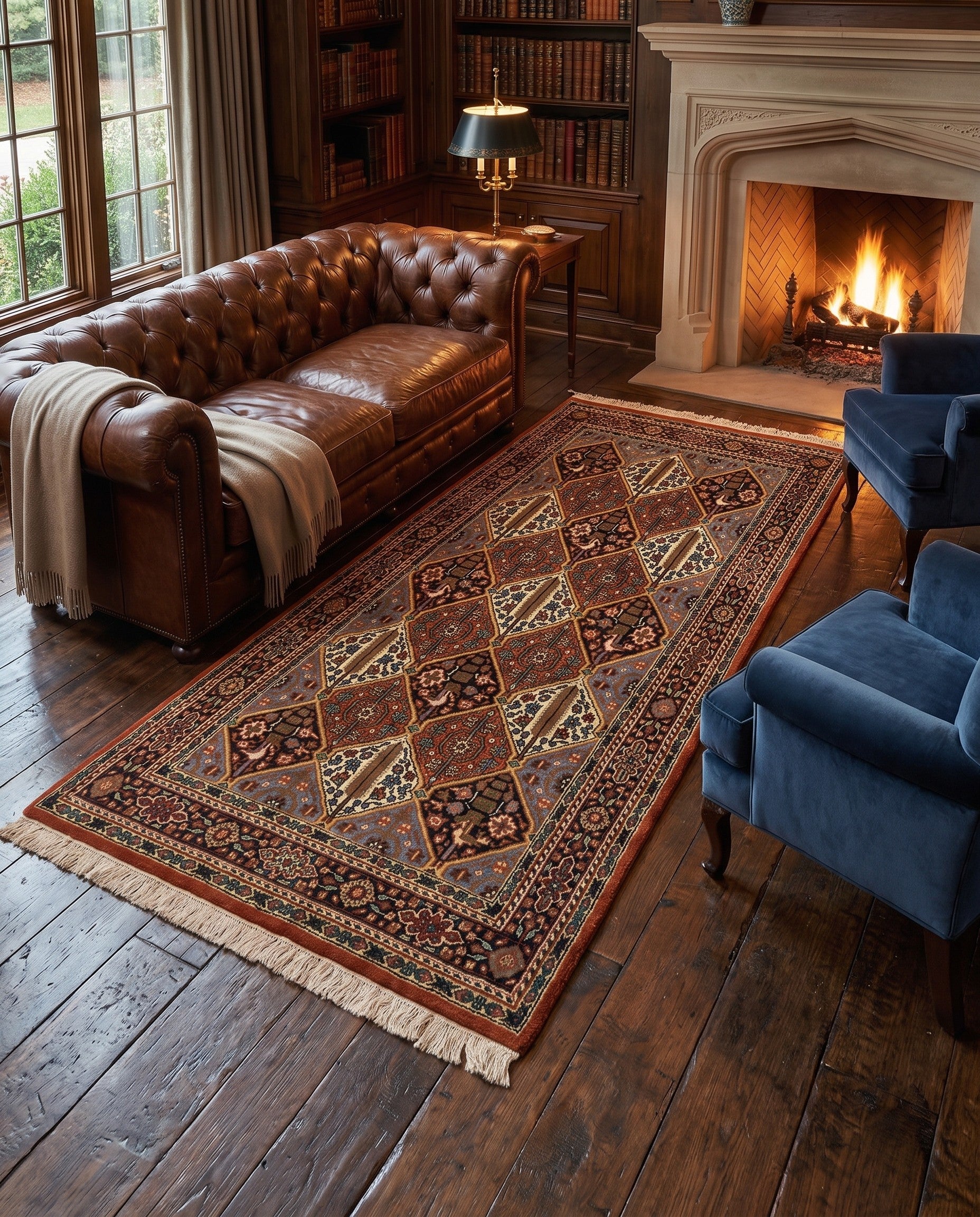 5' x 9' 4 Hand Knotted Bakhtiar Wool Rug