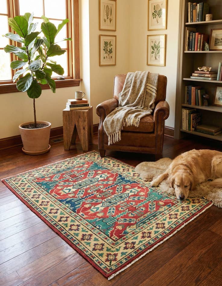 Detail image of 3' x 3' 10  Hand Knotted Kazak Rug