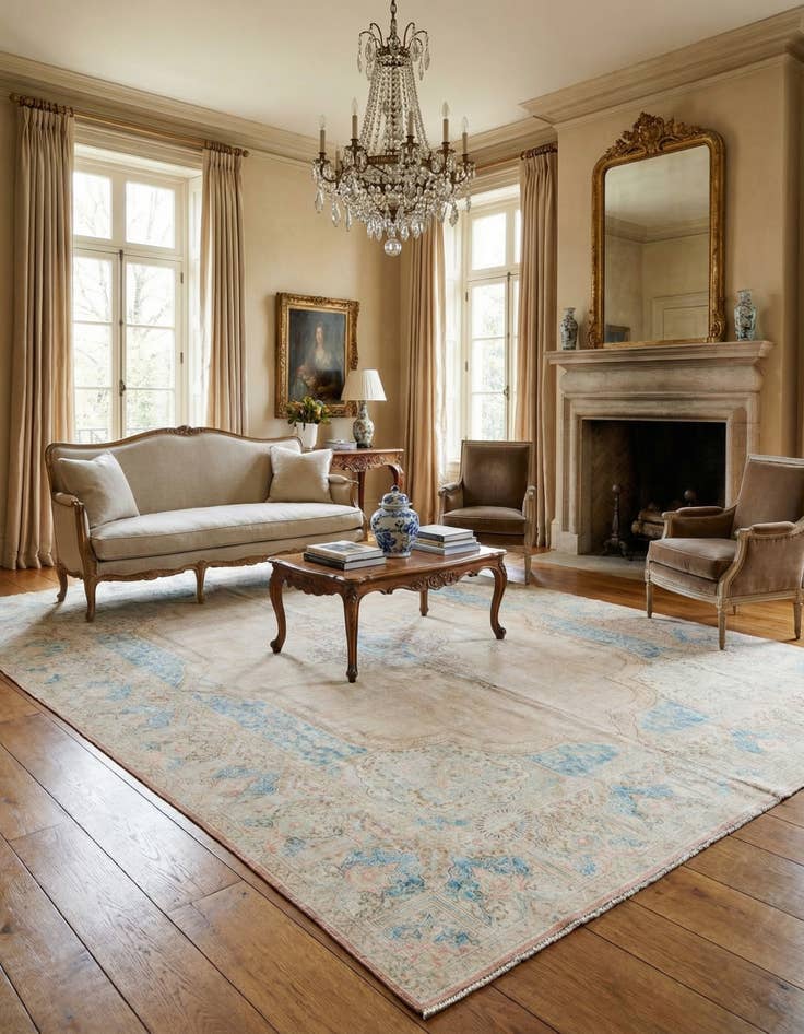 Detail image of 9' 6 x 12' 9  Hand Knotted Ultra Vintage Persian Wool Rug