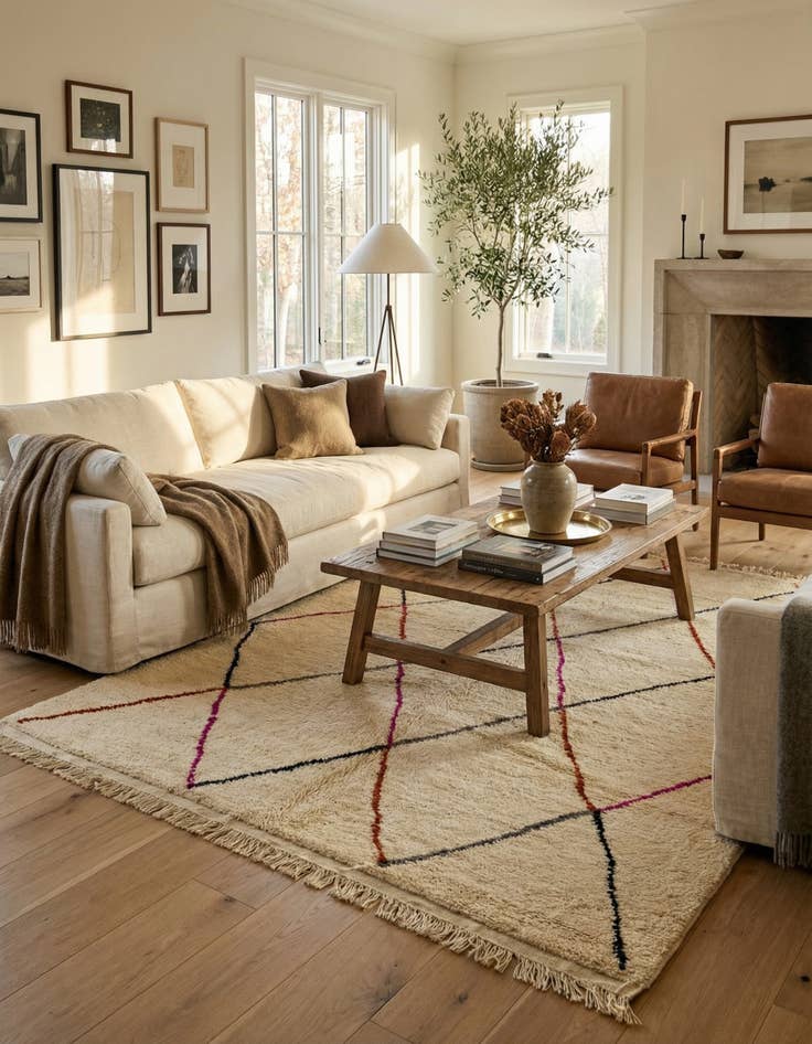 Detail image of 7' 1 x 10'  Hand Knotted Moroccan Wool Rug