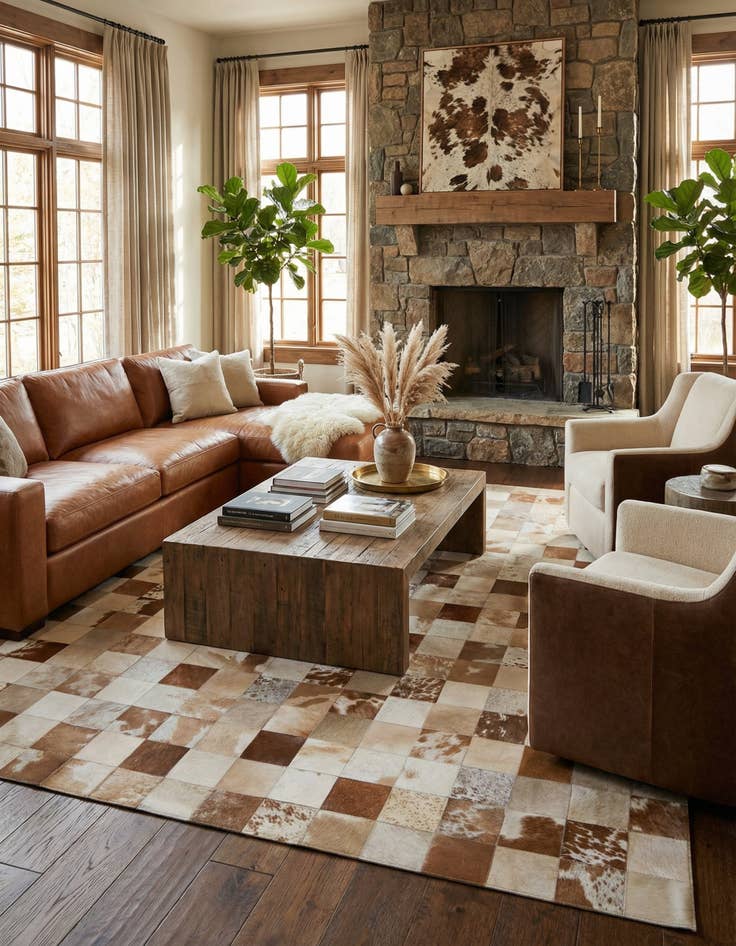 Detail image of  8' 2 x 10' Cowhide - Patchwork Rug