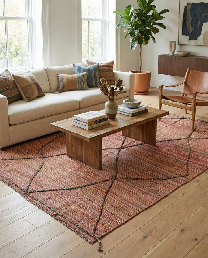 5' 8 x 8' 2 Hand Woven Kilim Modern Wool Rug