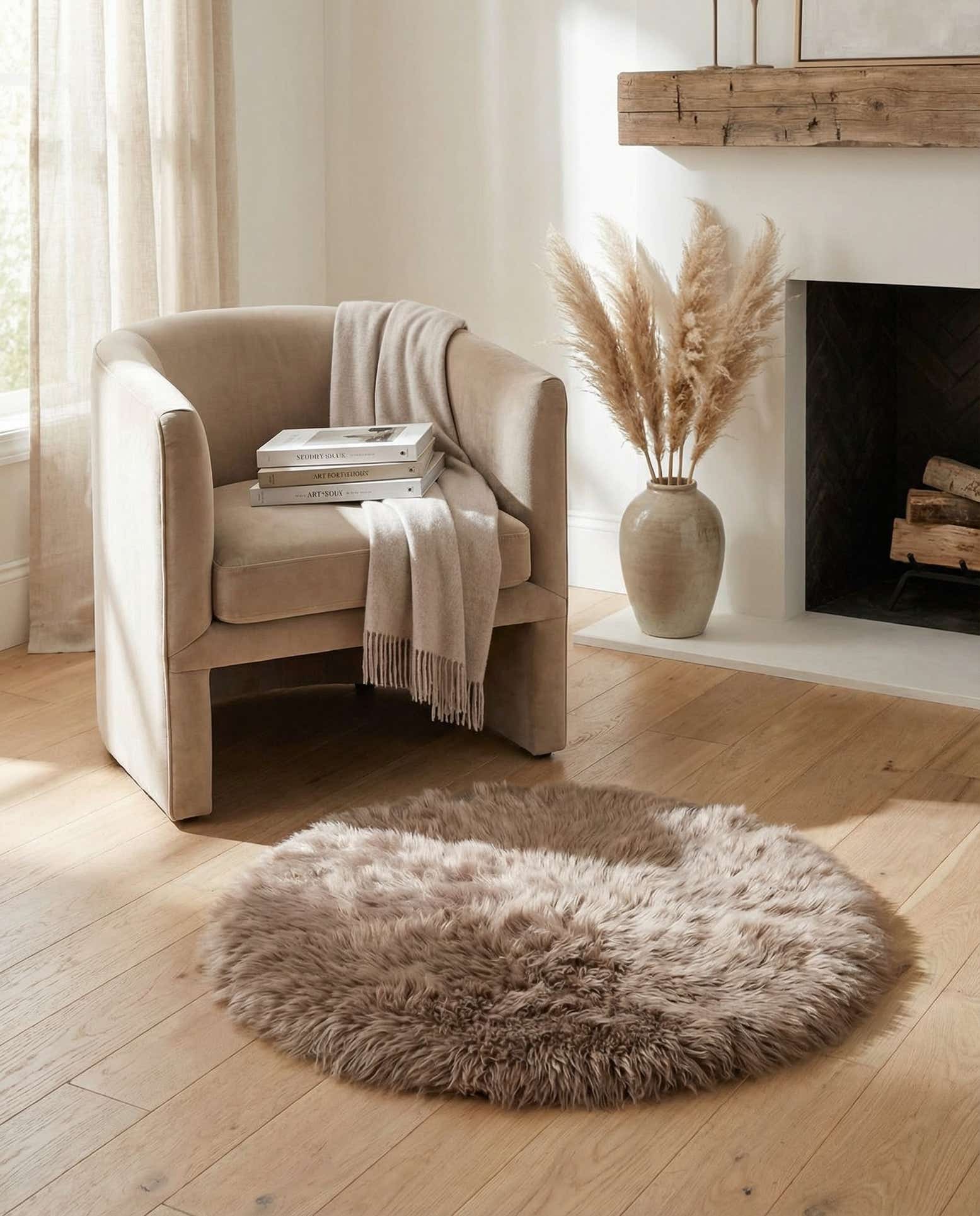 2' x 2' Sheepskin Round Rug