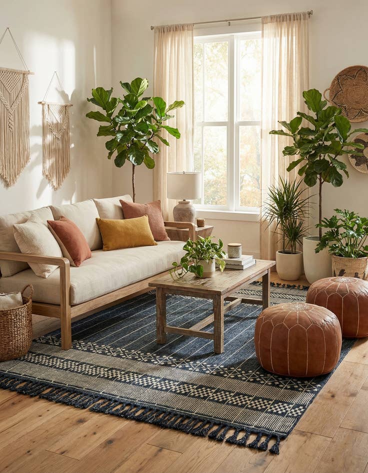 Detail image of 9' x 12'  Washable Eco Bohemian Indoor / Outdoor Rug