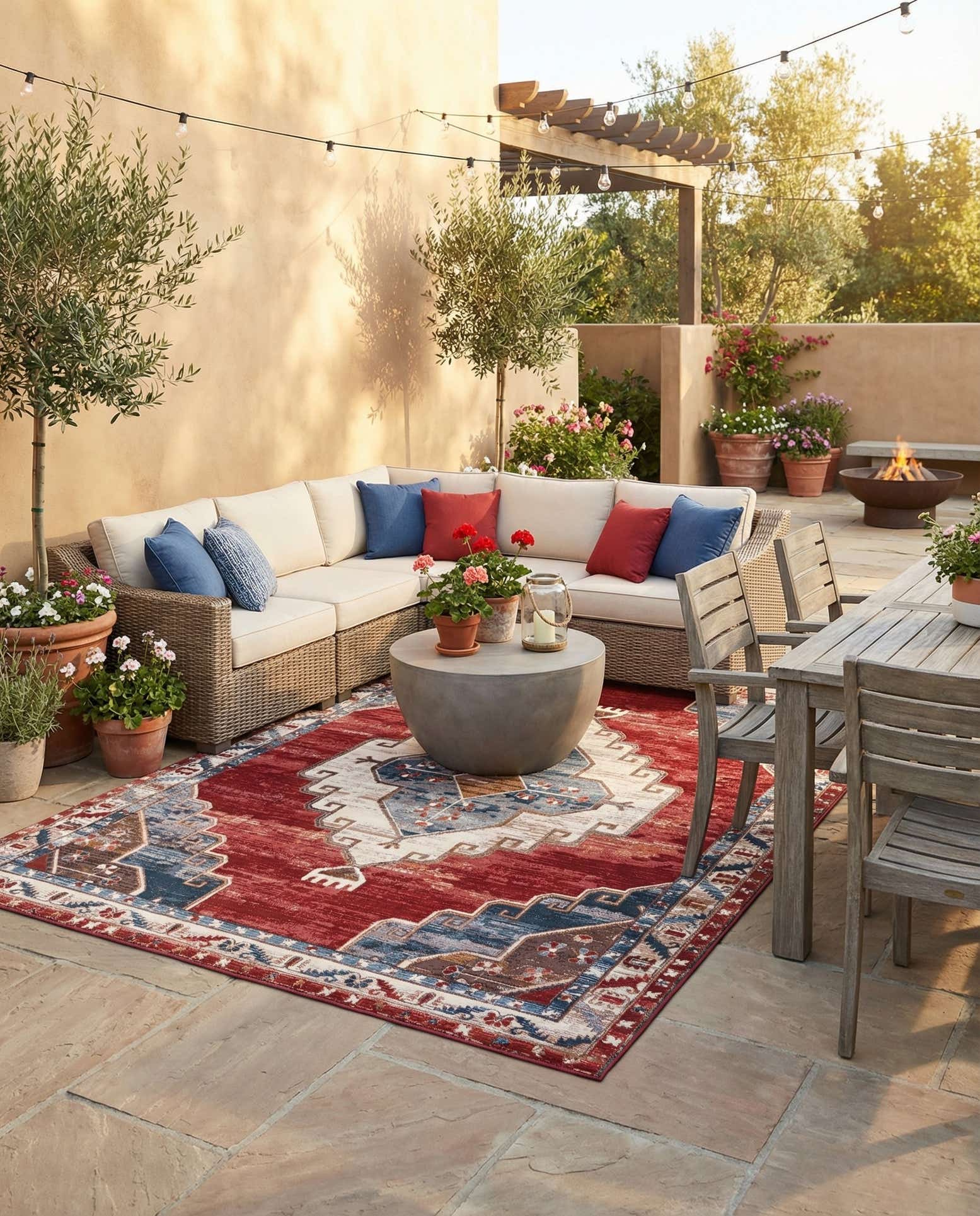9' x 12' Easy-Clean Traditional Indoor / Outdoor Rug