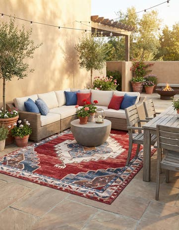 9' x 12' Easy-Clean Traditional Indoor / Outdoor Rug