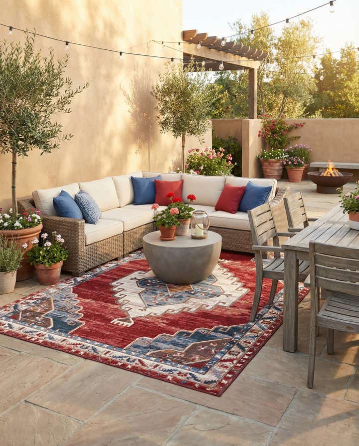 9' x 12' Easy-Clean Traditional Indoor / Outdoor Rug