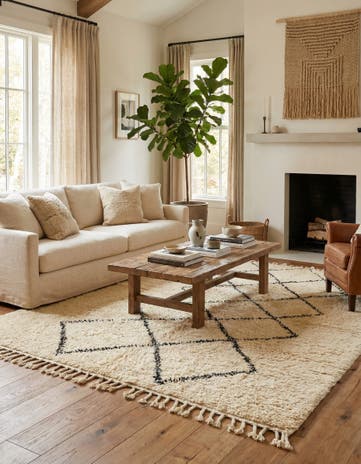 6' 2 x 10' 8 Hand Knotted Moroccan Wool Rug