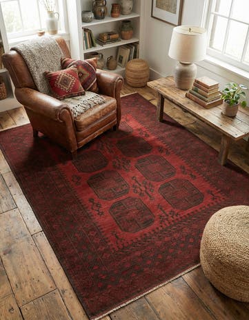 5' x 6' 4 Hand Knotted Afghan Akhche Wool Rug