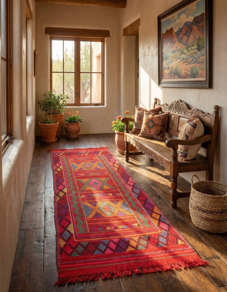 Detail image of 2' 5 x 8'  Hand Knotted Kilim Fars Persian Wool Runner Rug