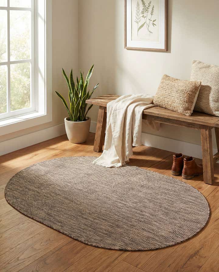 4' 1 x 6' 1 Easy-Clean Solid Indoor / Outdoor Oval Rug