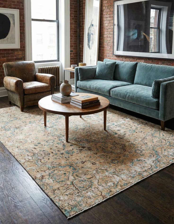 Detail image of 6' 10 x 10' 6 Hand Knotted Ultra Vintage Persian Wool Rug