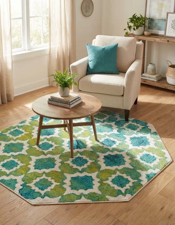 Blue Azalea Octagon Rug