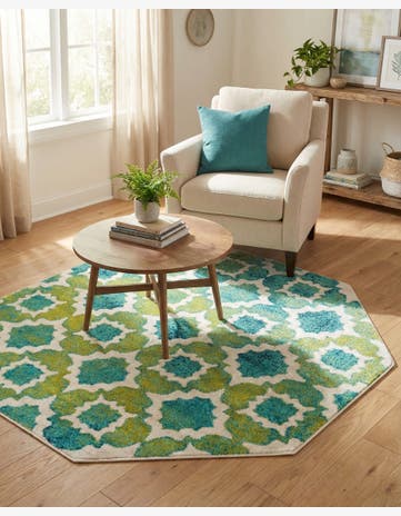 Blue Azalea Octagon Rug