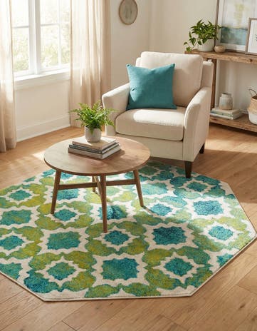 Blue Azalea Octagon Rug