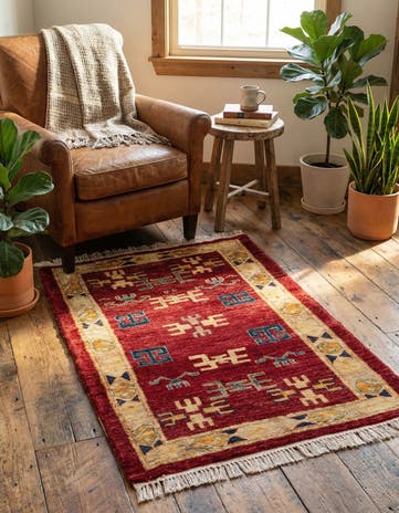 2' 7 x 4' Hand Knotted Kazak Wool Rug