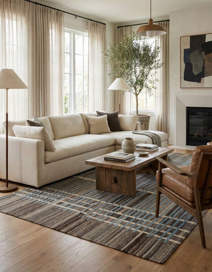 Detail image of 5' 8 x 8'  Hand Woven Kilim Modern Wool Rug