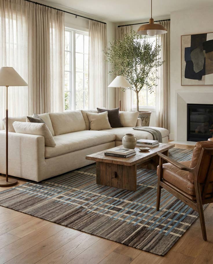 Detail image of 5' 8 x 8' Hand Woven Kilim Modern Wool Rug