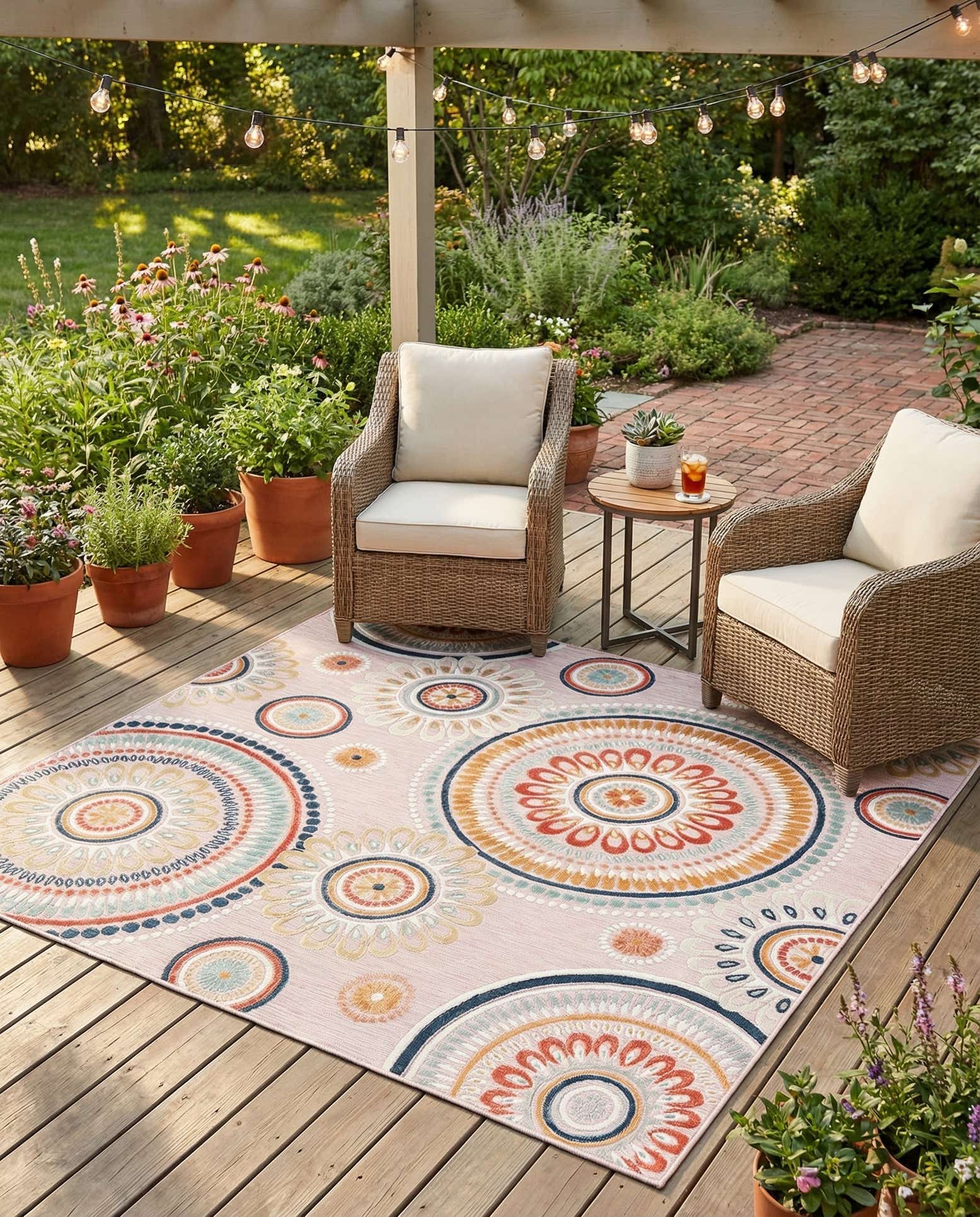 8' 2 x 8' 2 Easy-Clean Botanical Indoor / Outdoor Square Rug