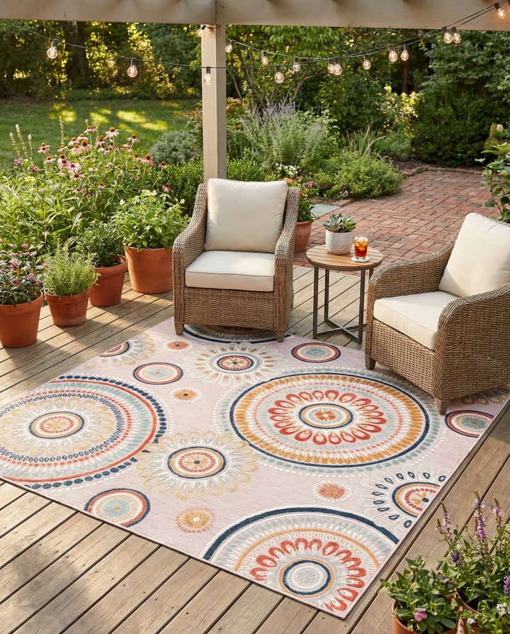 250cm x 250cm Leicht zu reinigen Botanical Innen- / Außenbereich Quadrat Teppich
