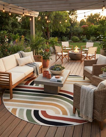 7' 10 x 7' 10 Easy-Clean Modern Indoor / Outdoor Round Rug