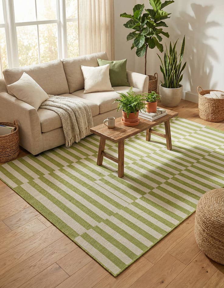 Detail image of 7' x 10'  Washable Striped Indoor / Outdoor Rug