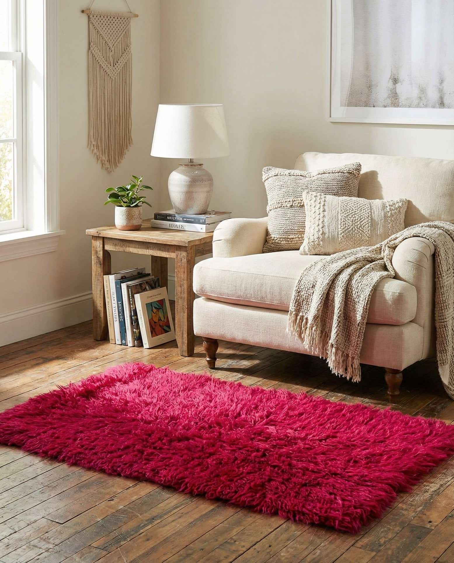 70cm x 135cm Noué main Marocain Tapis Laine