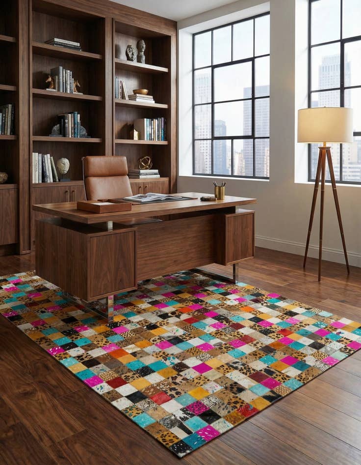 Detail image of  5' x 8' Cowhide Leather Rug