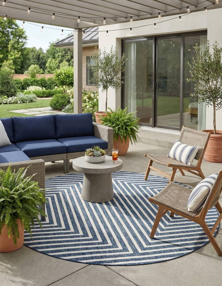 Detail image of  12' x 12'  Washable Modern Indoor / Outdoor Round Rug