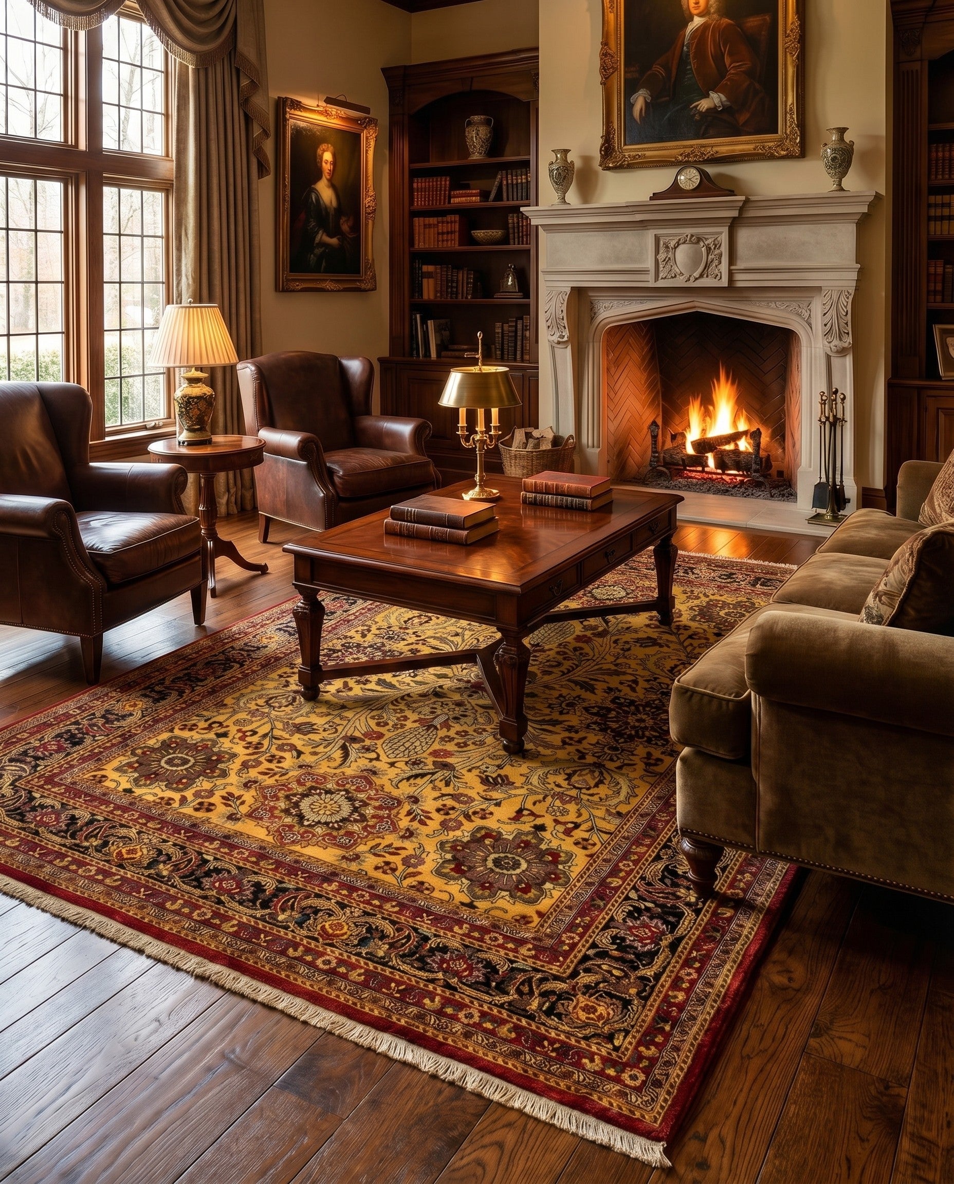 5' 7 x 7' 9 Hand Knotted Isfahan Oriental Wool Rug