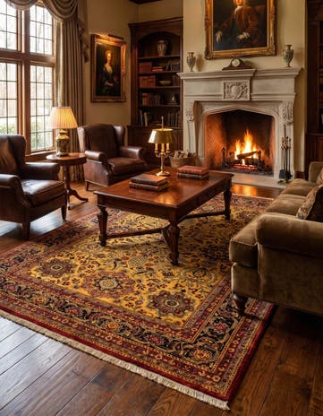 5' 7 x 7' 9 Hand Knotted Isfahan Oriental Wool Rug